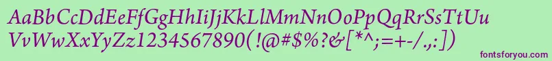 Más sobre la fuente ArnoproItalic10pt fuente ArnoproItalic10pt – Fuentes Moradas Sobre Fondo Verde