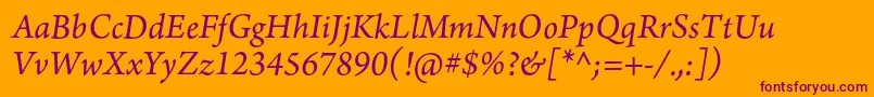 ArnoproItalic10pt Font – Purple Fonts on Orange Background