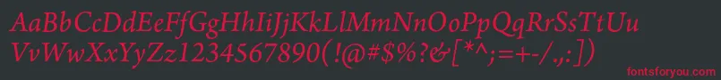 ArnoproItalic10pt Font – Red Fonts on Black Background