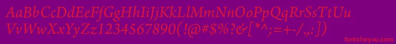 ArnoproItalic10pt Font – Red Fonts on Purple Background