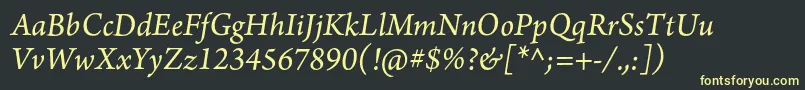 Saiba mais sobre a fonte ArnoproItalic10pt Fonte ArnoproItalic10pt – fontes amarelas em um fundo preto