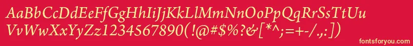 ArnoproItalic10pt Font – Yellow Fonts on Red Background