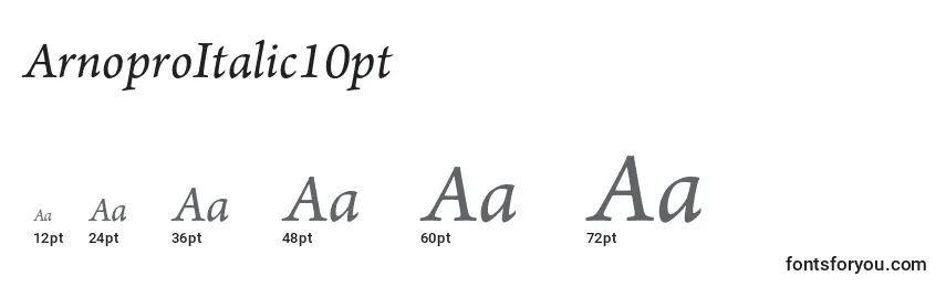 Размеры шрифта ArnoproItalic10pt