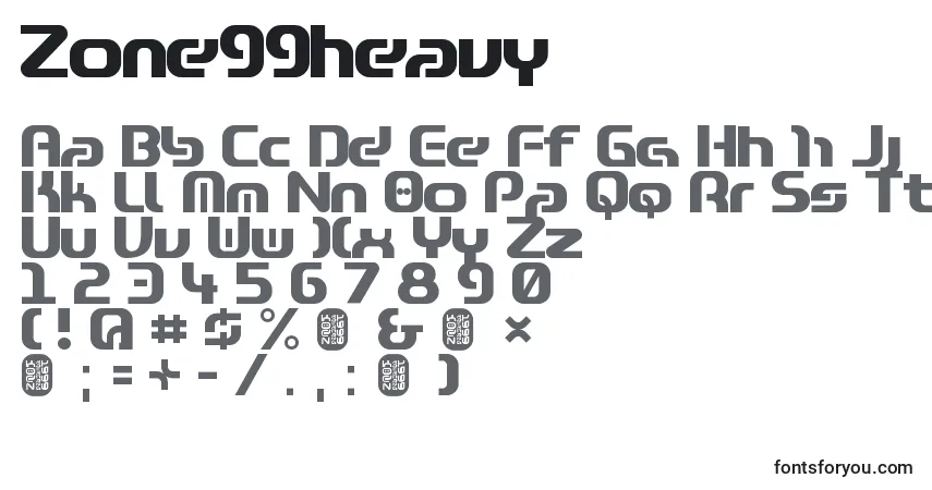 Schriftart Zone99heavy – Alphabet, Zahlen, spezielle Symbole