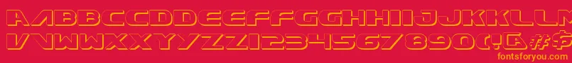 Xcelv3s Font – Orange Fonts on Red Background