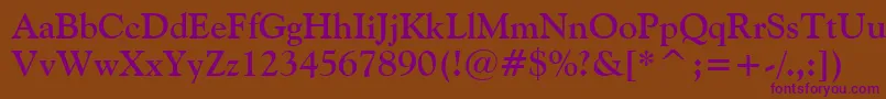 GoudyOldStyleBoldBt Font – Purple Fonts on Brown Background