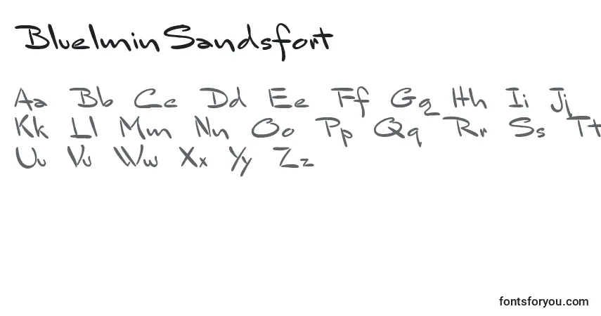 Schriftart BluelminSandsfort (101830) – Alphabet, Zahlen, spezielle Symbole