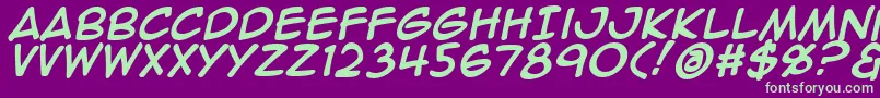 Animeace2Bld Font – Green Fonts on Purple Background