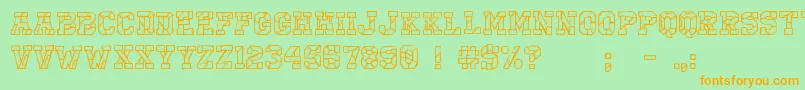 Cfirobotregular-Schriftart – Orangefarbene Schriften auf grünem Hintergrund