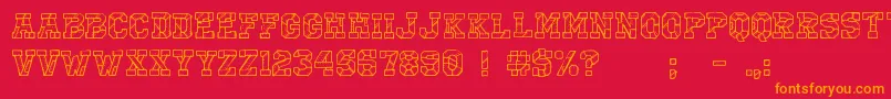 Cfirobotregular-Schriftart – Orangefarbene Schriften auf rotem Hintergrund