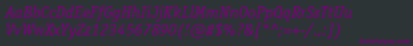 Шрифт OfficinaserifettItalic – фиолетовые шрифты на чёрном фоне