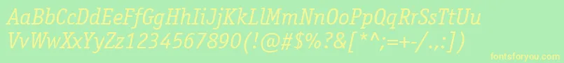 OfficinaserifettItalic Font – Yellow Fonts on Green Background