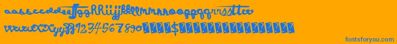 Holidayevent-Schriftart – Blaue Schriften auf orangefarbenem Hintergrund