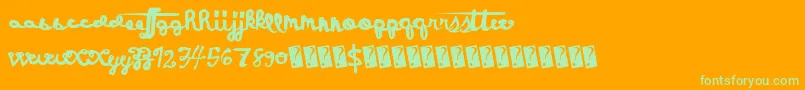 Holidayevent-Schriftart – Grüne Schriften auf orangefarbenem Hintergrund