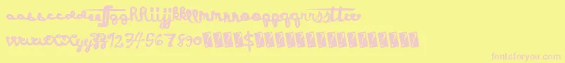 Holidayevent-fontti – vaaleanpunaiset fontit keltaisella taustalla