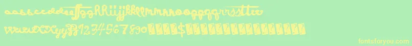 Holidayevent-fontti – keltaiset fontit vihreällä taustalla