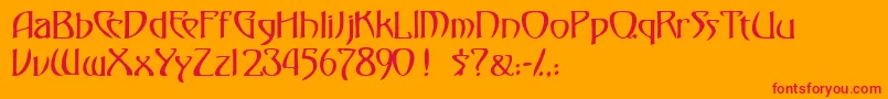 フォントFezssk – オレンジの背景に赤い文字