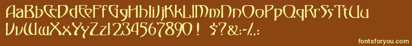 Fezssk-fontti – keltaiset fontit ruskealla taustalla
