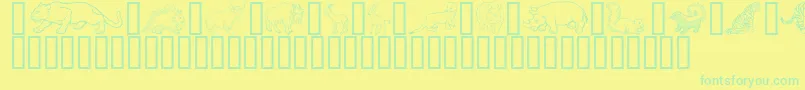 フォントGeWildKingdomPToZ – 黄色い背景に緑の文字