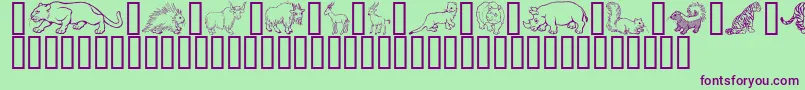 GeWildKingdomPToZ-Schriftart – Violette Schriften auf grünem Hintergrund