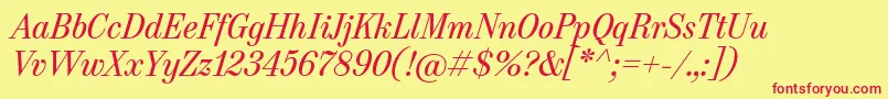 HeneczekItalic Font – Red Fonts on Yellow Background