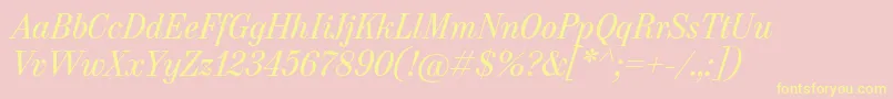 HeneczekItalic Font – Yellow Fonts on Pink Background