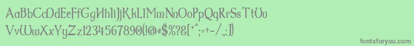 フォントDumbledor2Thin – 緑の背景に灰色の文字