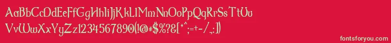 フォントDumbledor2Thin – 赤い背景に緑の文字