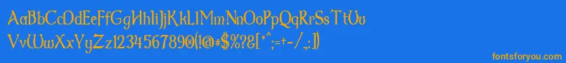 Dumbledor2Thin-Schriftart – Orangefarbene Schriften auf blauem Hintergrund