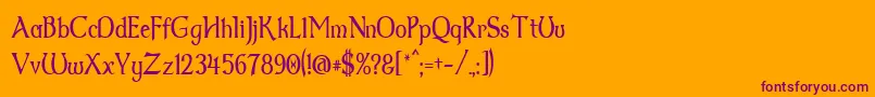 Dumbledor2Thin-Schriftart – Violette Schriften auf orangefarbenem Hintergrund