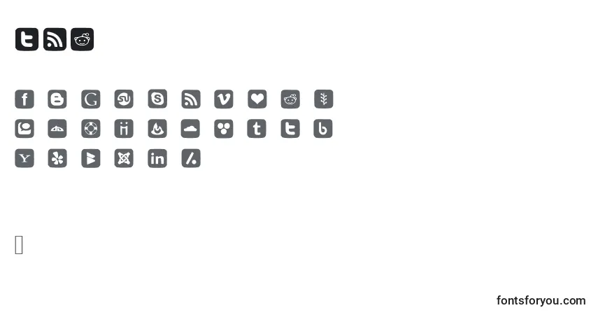 SocialFontIcons-fontti – aakkoset, numerot, erikoismerkit