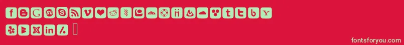 SocialFontIcons Font – Green Fonts on Red Background