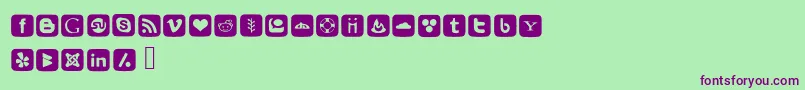 SocialFontIcons Font – Purple Fonts on Green Background