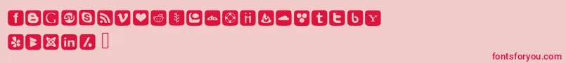 SocialFontIcons Font – Red Fonts on Pink Background