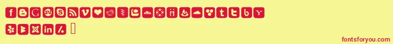 SocialFontIcons Font – Red Fonts on Yellow Background