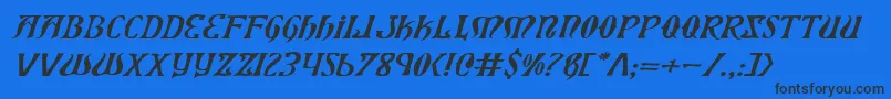 XiphosExpandedItalic Font – Black Fonts on Blue Background