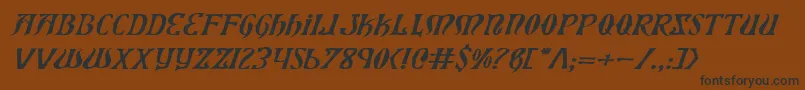 Шрифт XiphosExpandedItalic – чёрные шрифты на коричневом фоне