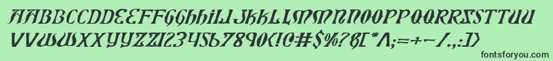 フォントXiphosExpandedItalic – 緑の背景に黒い文字