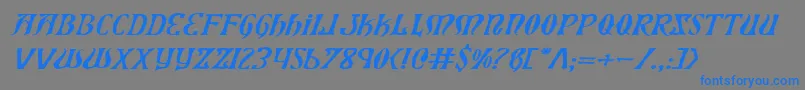 Czcionka XiphosExpandedItalic – niebieskie czcionki na szarym tle