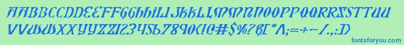 フォントXiphosExpandedItalic – 青い文字は緑の背景です。