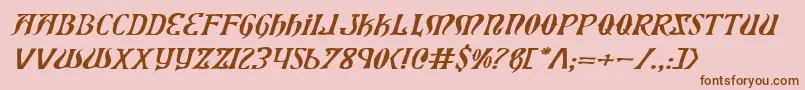 XiphosExpandedItalic Font – Brown Fonts on Pink Background