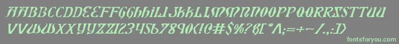 XiphosExpandedItalic Font – Green Fonts on Gray Background