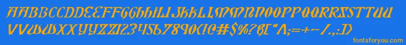 Шрифт XiphosExpandedItalic – оранжевые шрифты на синем фоне