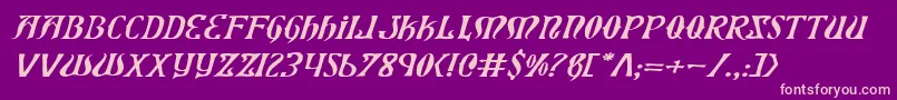 XiphosExpandedItalic Font – Pink Fonts on Purple Background