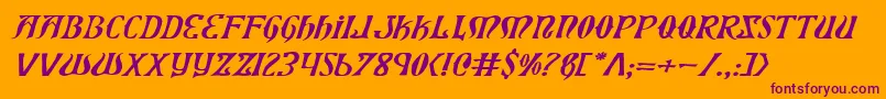 フォントXiphosExpandedItalic – オレンジの背景に紫のフォント