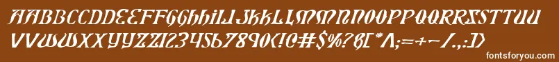 XiphosExpandedItalic Font – White Fonts on Brown Background