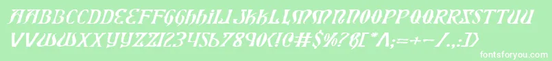 XiphosExpandedItalic Font – White Fonts on Green Background