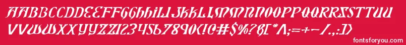 フォントXiphosExpandedItalic – 赤い背景に白い文字