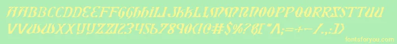 フォントXiphosExpandedItalic – 黄色の文字が緑の背景にあります