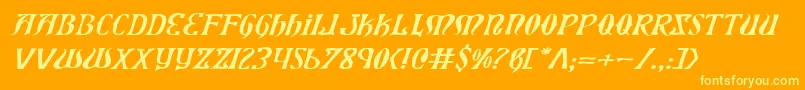 Czcionka XiphosExpandedItalic – żółte czcionki na pomarańczowym tle